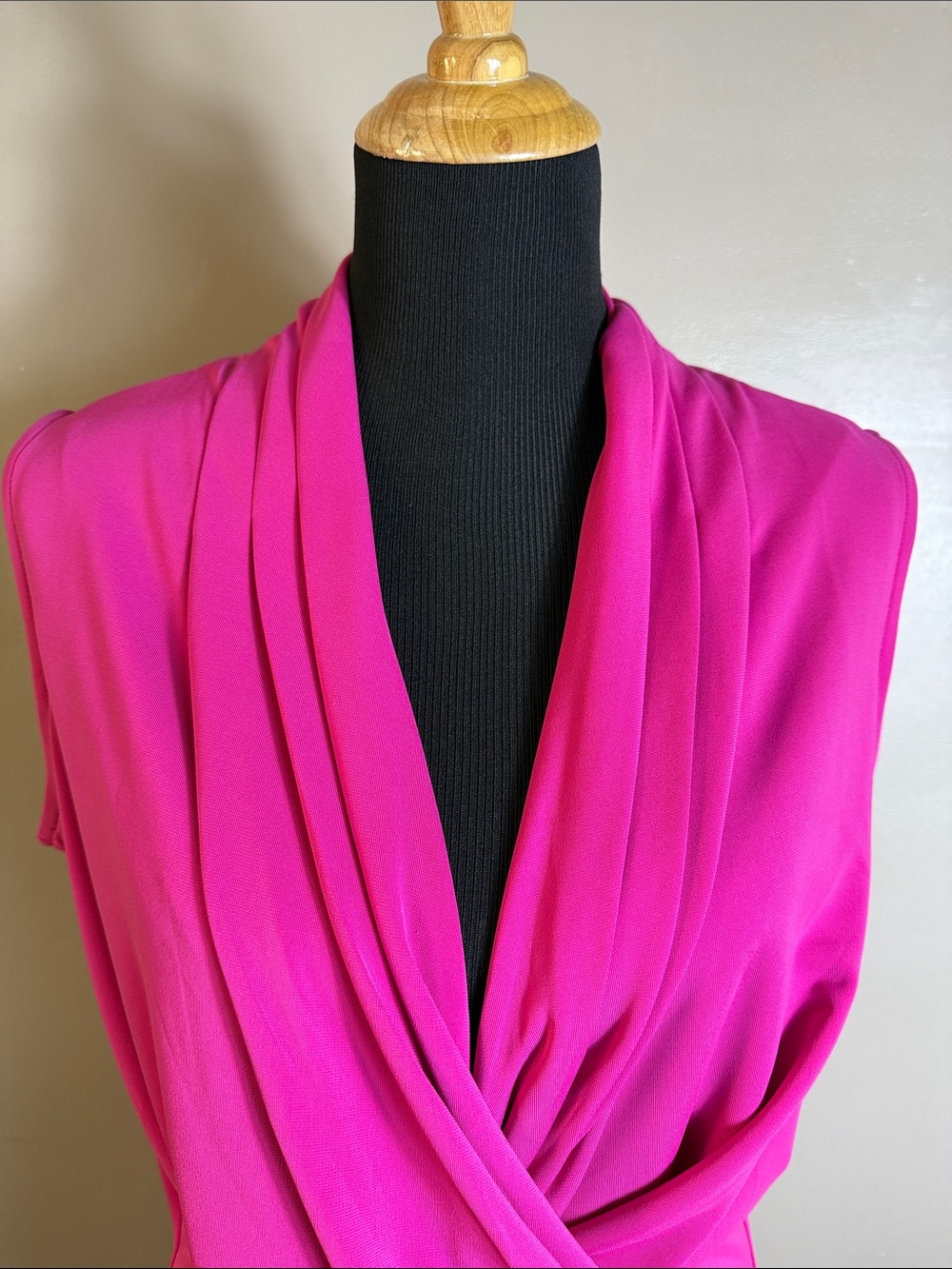 Talbots Woman Draped Surplice V-Neck Dress in Hot Pink Fuchsia Sz 1X - Picture 2 of 8